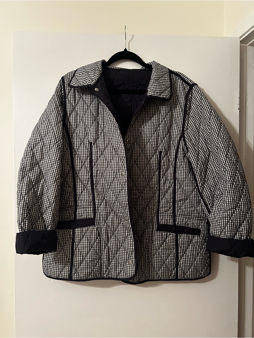 Blue Gingham Quilted Reversible Jacket / Cottagecore/ Fisherman Vibe